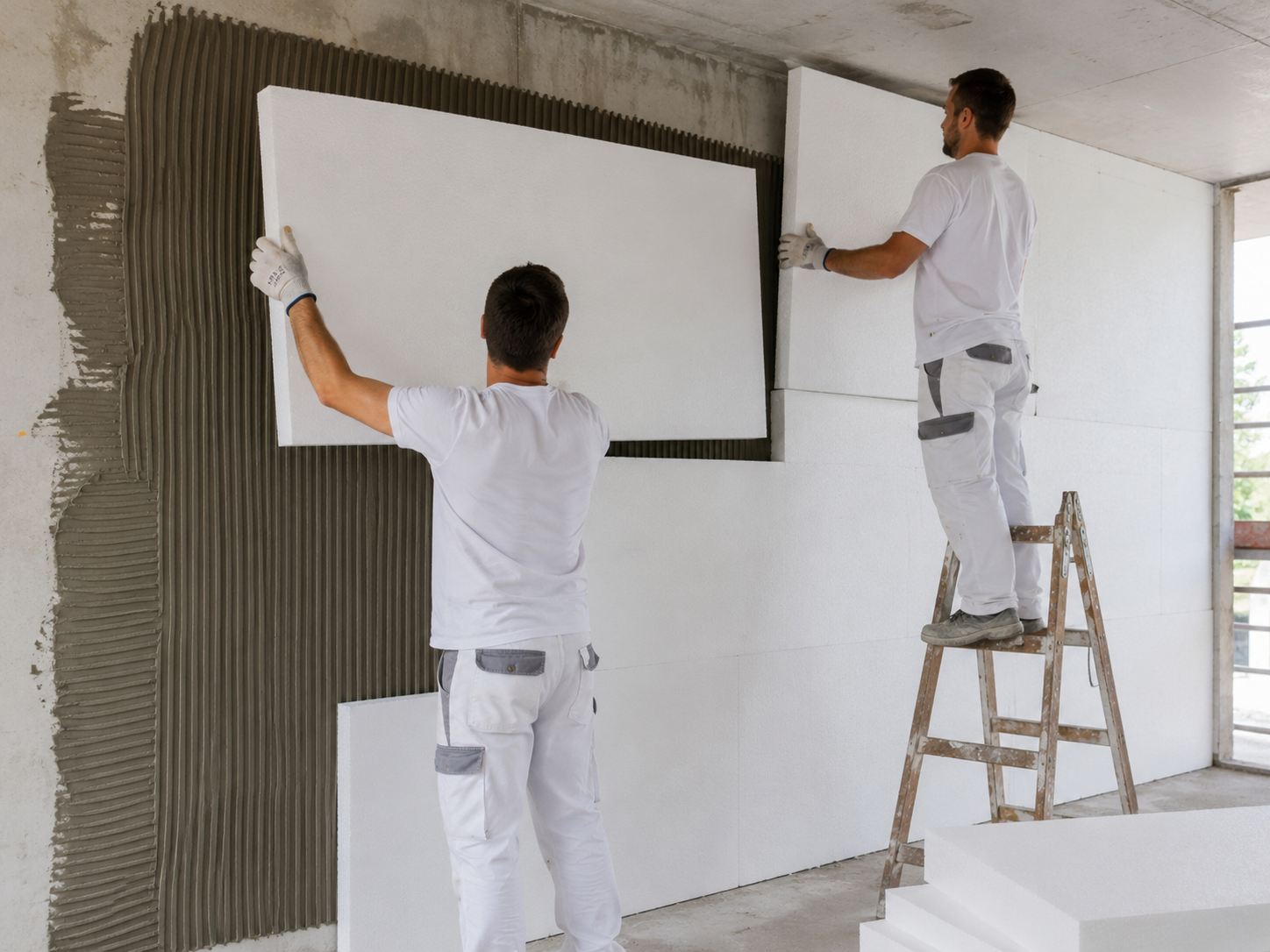 Aplicação de placas de Isopor EPS em obra de construção civil